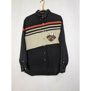 Harley Davidson Mens Playing Cards 4 Aces Metal Button Up Shirt Size S